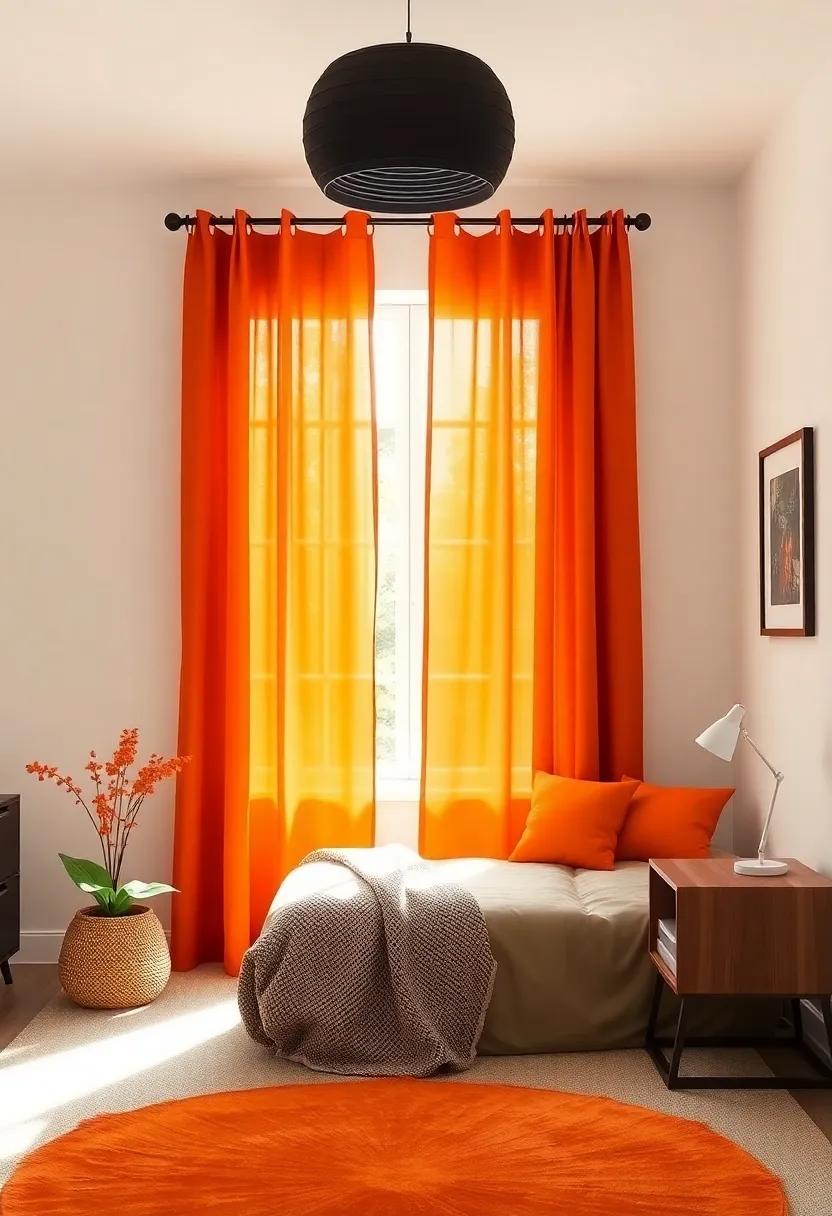 hang tangerine curtains to allow natural light‍ to filter in while⁤ maintaining privacy