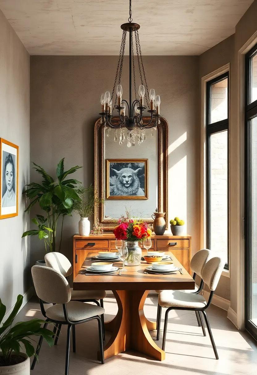 Beautifully Framed Mirrors: Hang a vintage mirror to create​ depth and light, making your dining area feel more spacious and airy