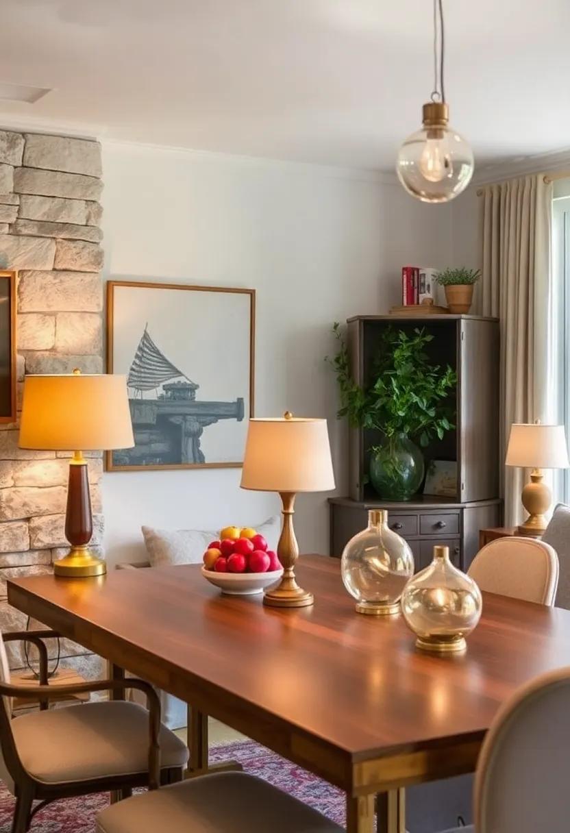 Secondhand Table Lamps: Add vintage lamps to your dining‌ room for ambient lighting that creates a cozy dinner atmosphere