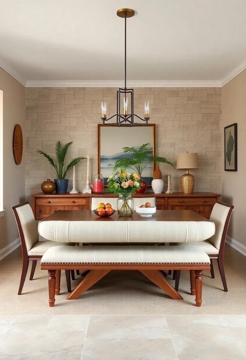 Upholstered Benches: A thrift store bench can provide extra seating and a unique element to your dining room, especially in‍ larger spaces