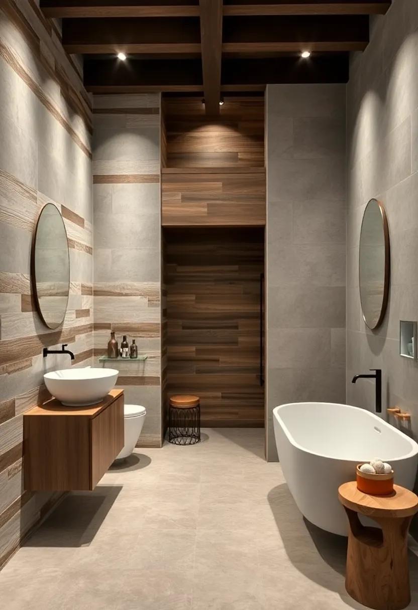 Rustic Charm: Combine reclaimed wood with sleek tiles for a warm yet contemporary feel that embraces the best of both worlds