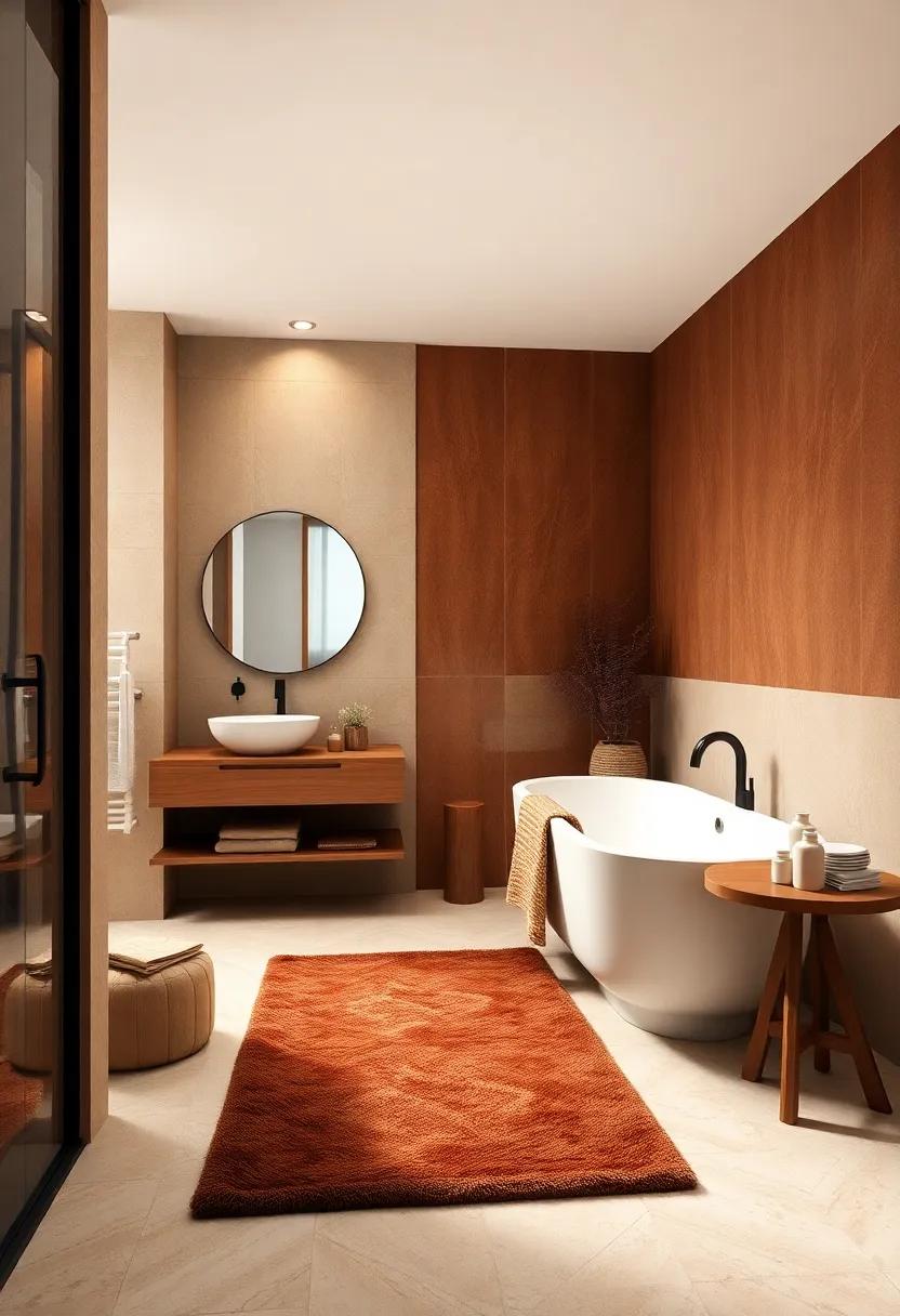Bath ‌Mat ⁢Bliss: Choose a luxurious bath mat in a deep ‍brown tone that feels soft underfoot, balancing aesthetics with comfort