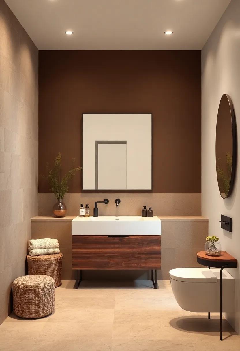 Brown⁤ Vanity Upgrade: Invest in a rich brown vanity to create ⁢a bold focal⁤ point that⁤ blends functionality‌ with style, offering storage and elegance