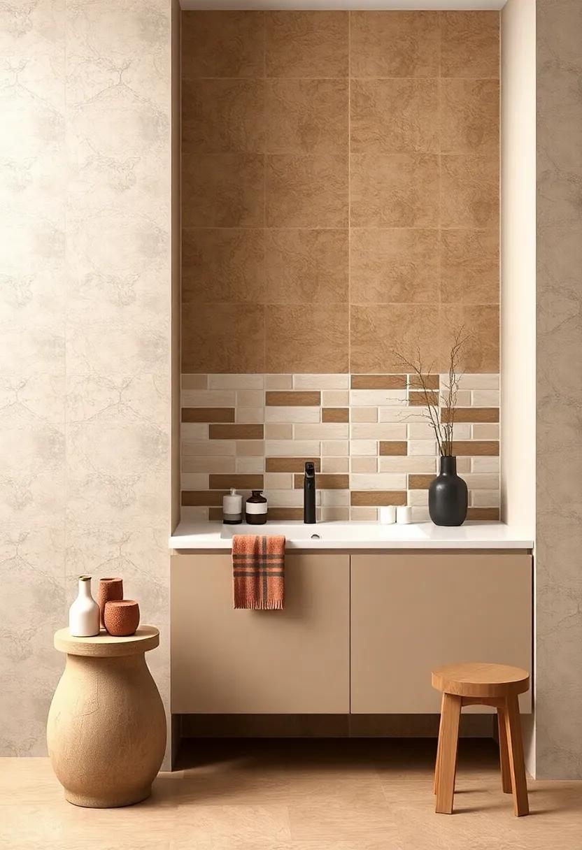 Two-tone Tile Trend: ‍Create a stunning tiled backsplash using cream and brown tiles in a striking pattern for a modern twist that adds depth and character