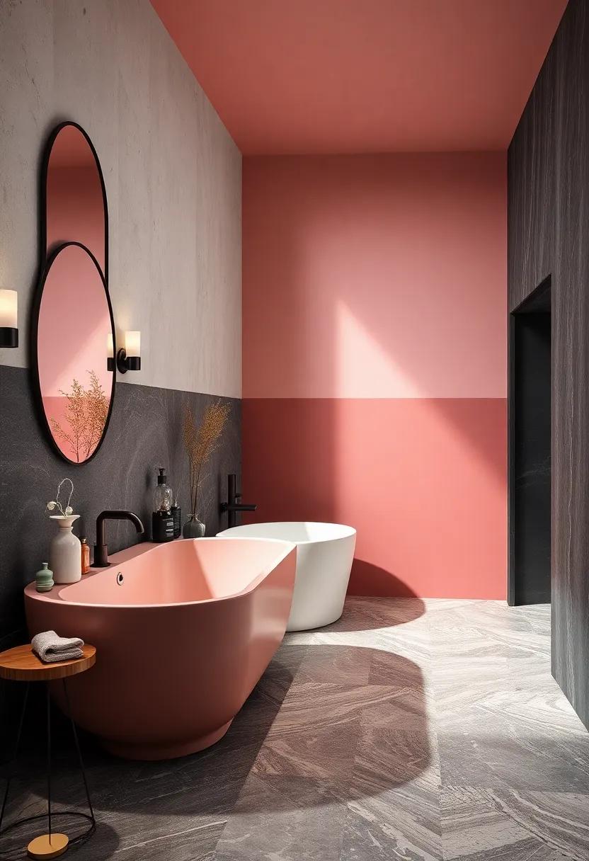 Antique Rose and Charcoal Black: An elegant blend of antique rose and charcoal black delivers sophistication,beautifully set off by textured marble