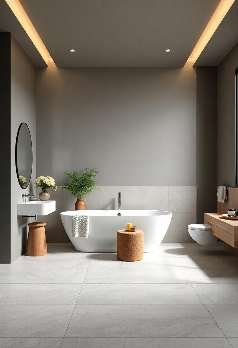 Shadow Gray and Light Taupe: A combination of shadow gray and light taupe for an understated look, enlivened by delicate stone patterns