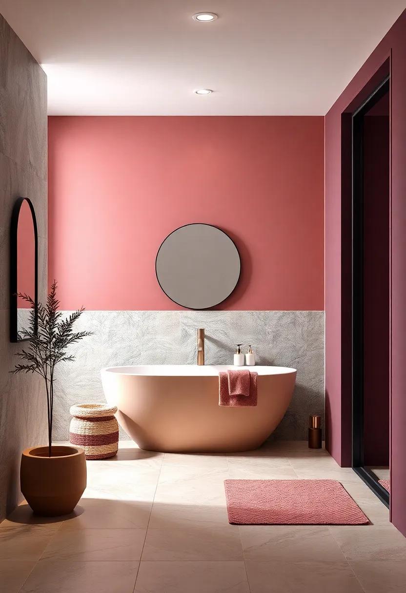 Dusty Rose and Deep plum: A sophisticated pairing of dusty rose and deep plum, complemented by subtle stone textures for a unique flair