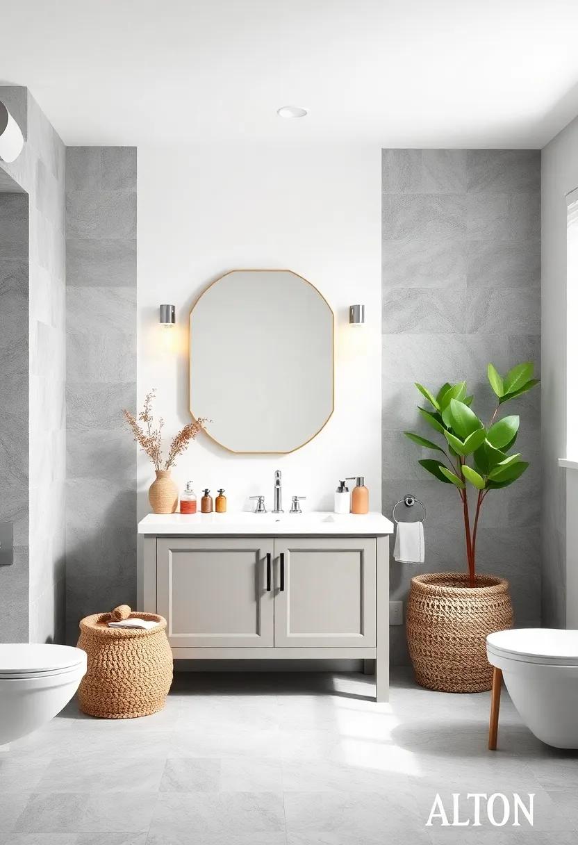 Embrace Elegance: Discover how a soft gray vanity paired with crisp white walls can elevate your bathroom's ambiance while maintaining a timeless elegance