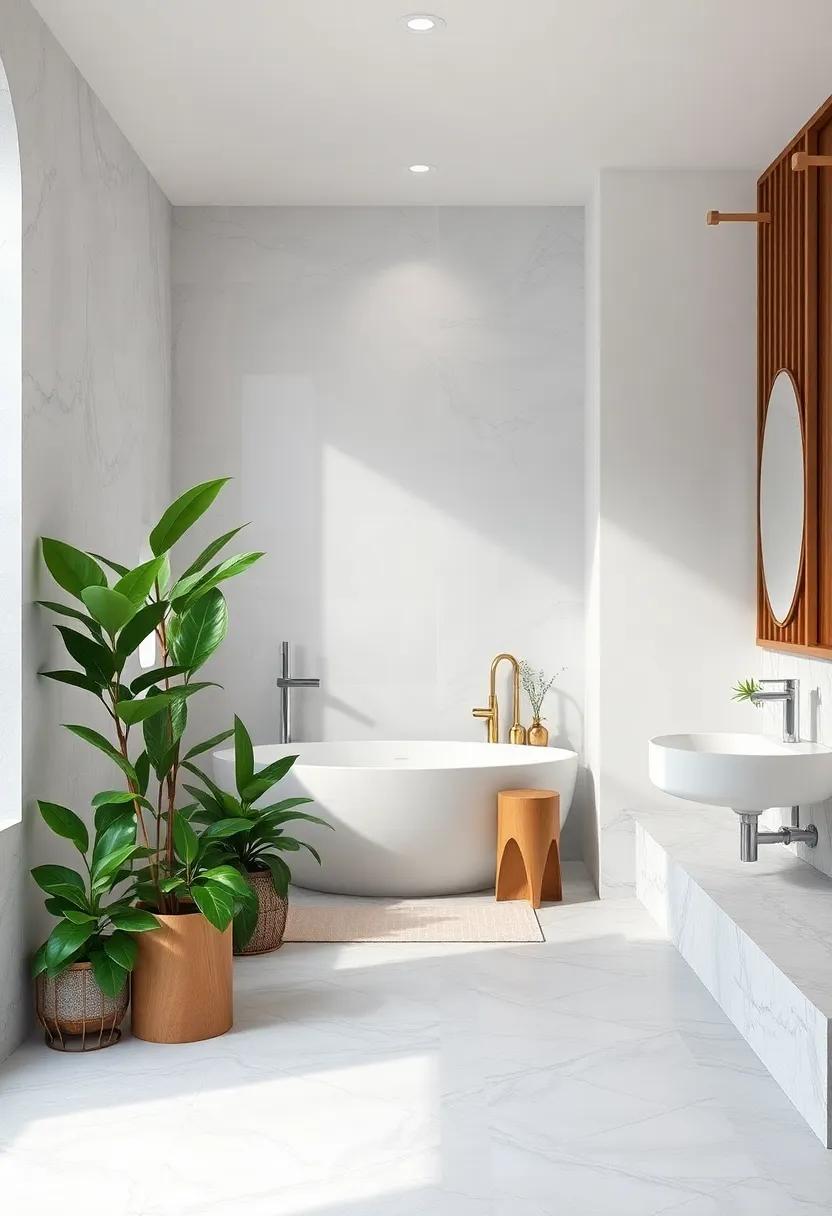 Lush Greenery: Frame your white and gray scheme with lush green plants, adding vibrancy and life to your space while enhancing the calming palette