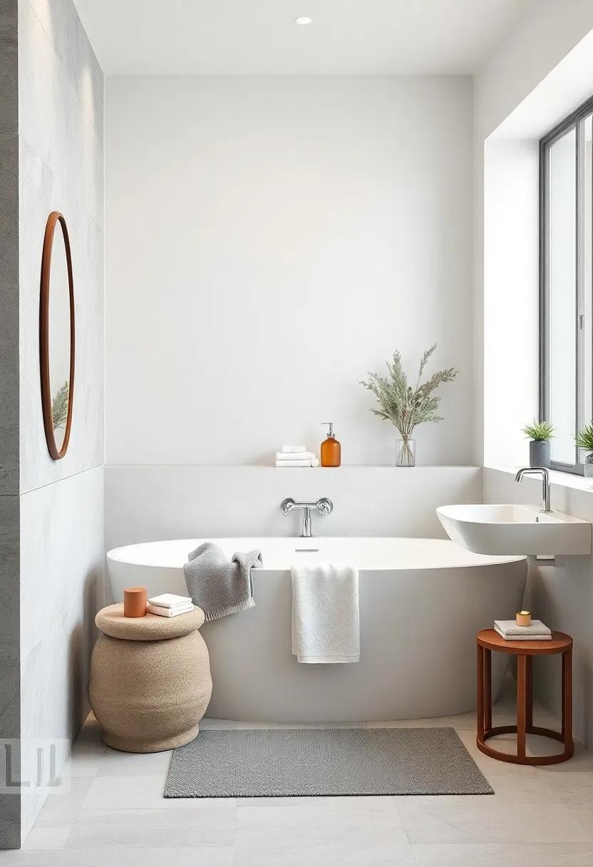 Coordinated Accessories: Curate bathroom accessories in varying shades of gray and white, crafting a cohesive look that unifies the overall design