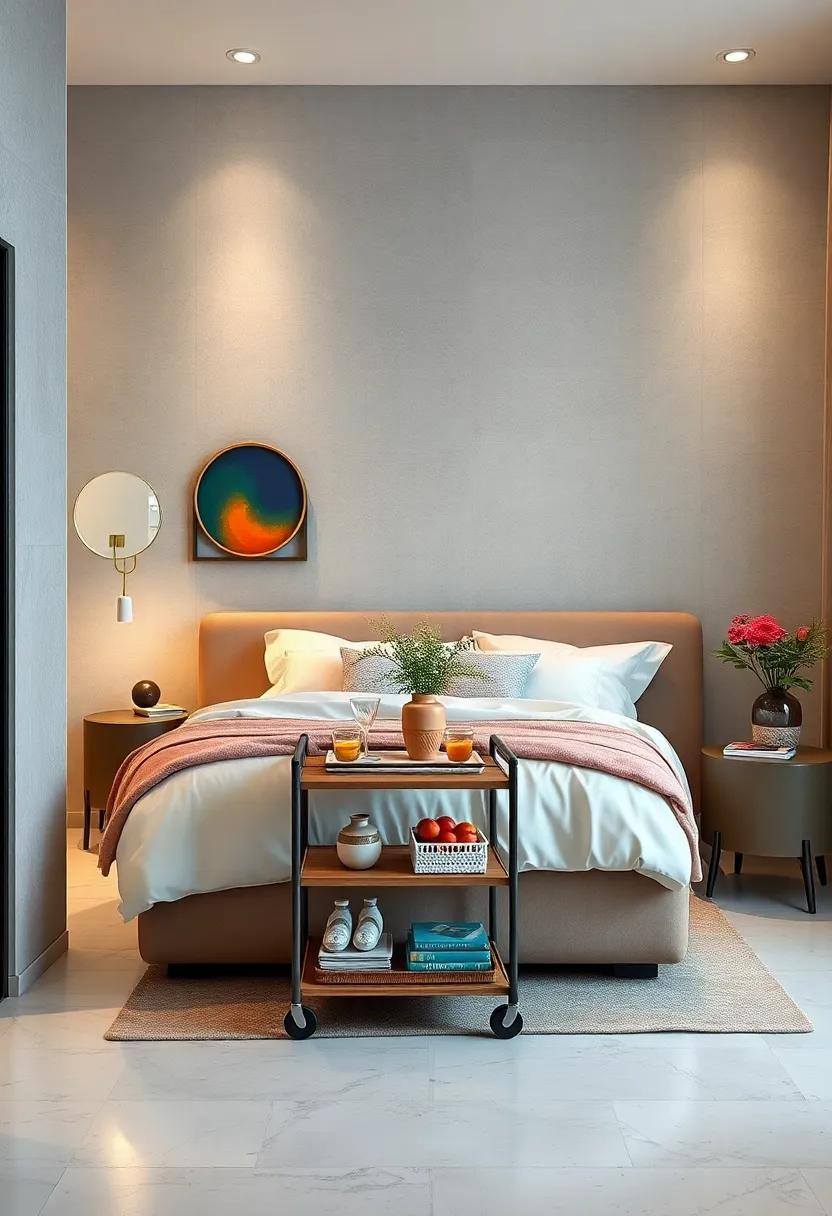 Multi-Tiered carts: Employ rolling carts with multiple tiers to create‌ mobile​ storage solutions,perfect⁣ for placing beside ⁤the⁣ bed or in small‍ corners