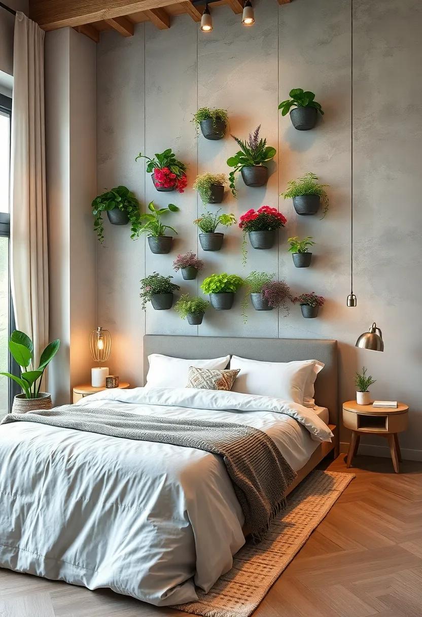 Vertical ⁤Garden​ Planters:⁤ Bring life‍ to your ⁤bedroom⁤ with vertical​ garden ⁤planters mounted on walls, creating a fresh, vibrant atmosphere ‌while saving​ floor space