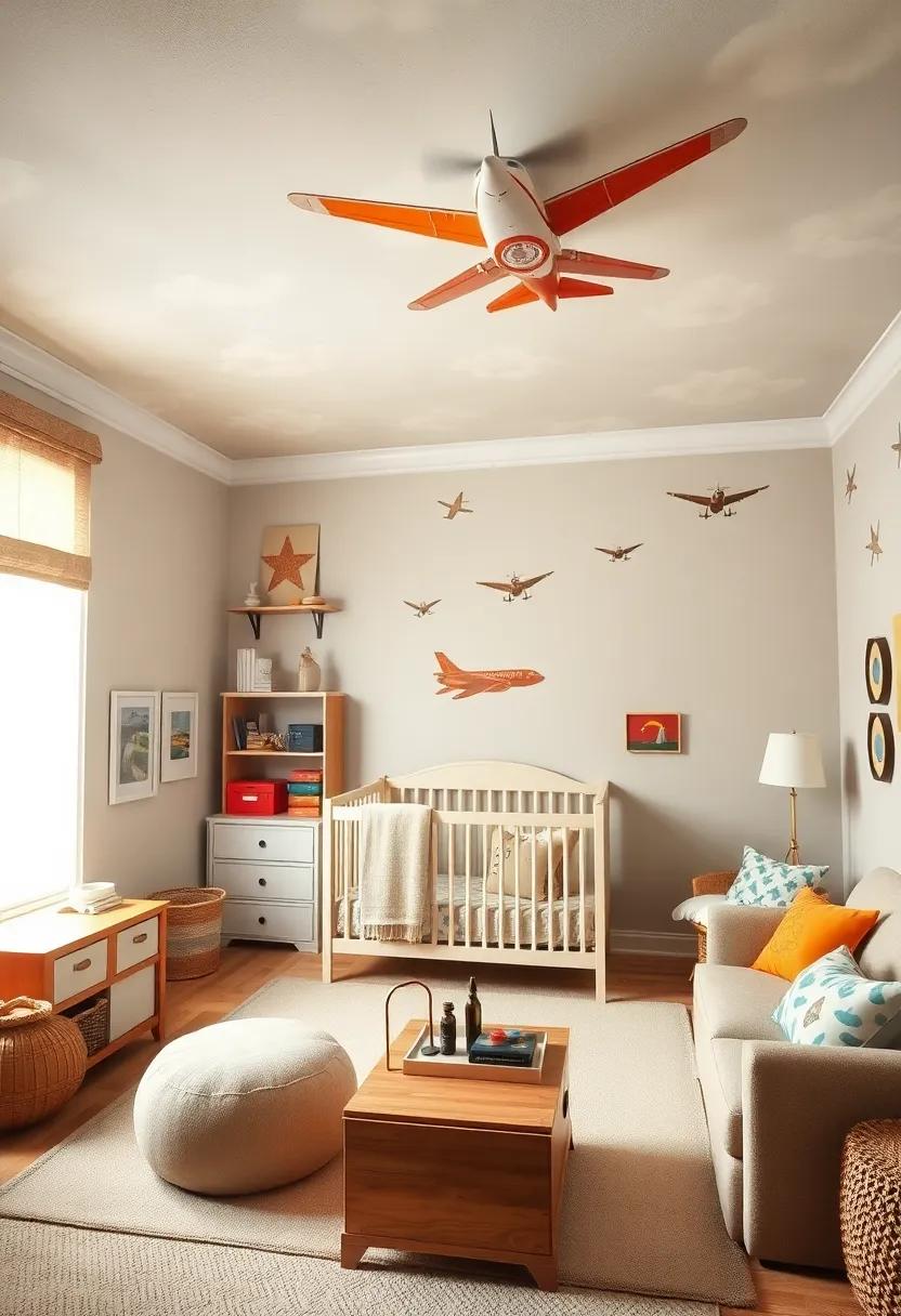 Airplane ⁣Dreams: Create an aviation​ wonderland with vintage airplane decals, ‍a cloud-painted ceiling, and​ plush pilots for a ‌space that soars high in imagination