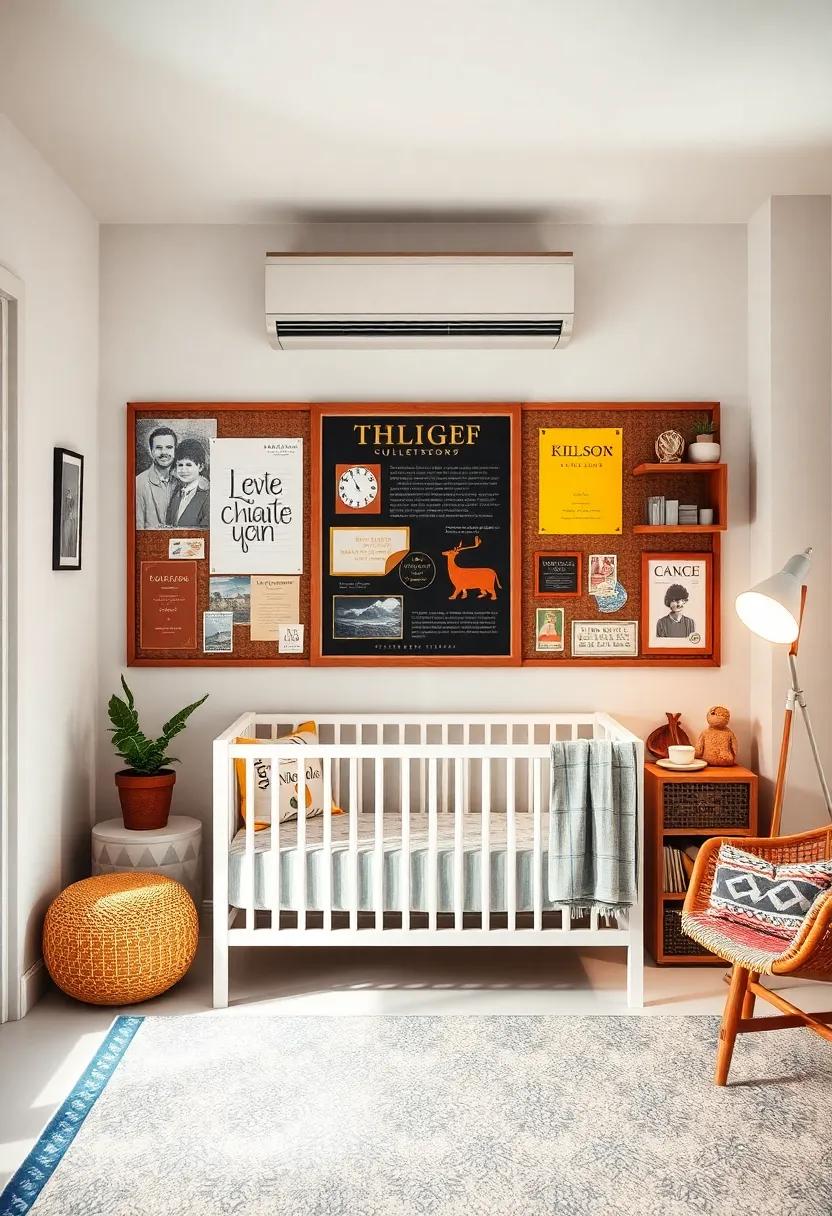 Old-Fashioned Bulletin Board: Create a bulletin board with retro prints, ‍craft projects, and ⁢milestones​ that you can change⁢ as your child grows