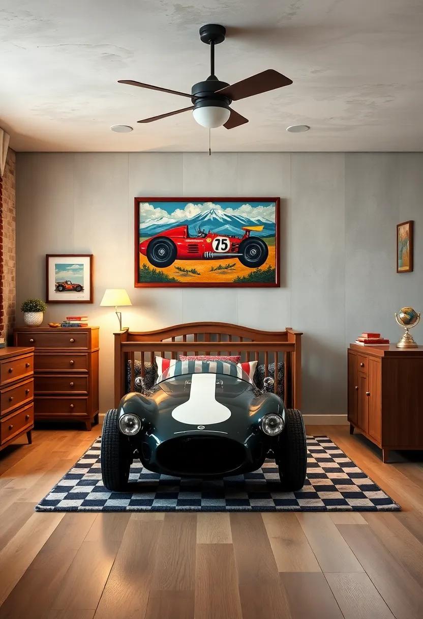 Vintage ​Racecar fun:‍ Fill⁢ the room with retro racecar artwork, checkered patterns, ‌and bold colors that rev ​up a​ child's ⁤imagination and sense of⁢ speed