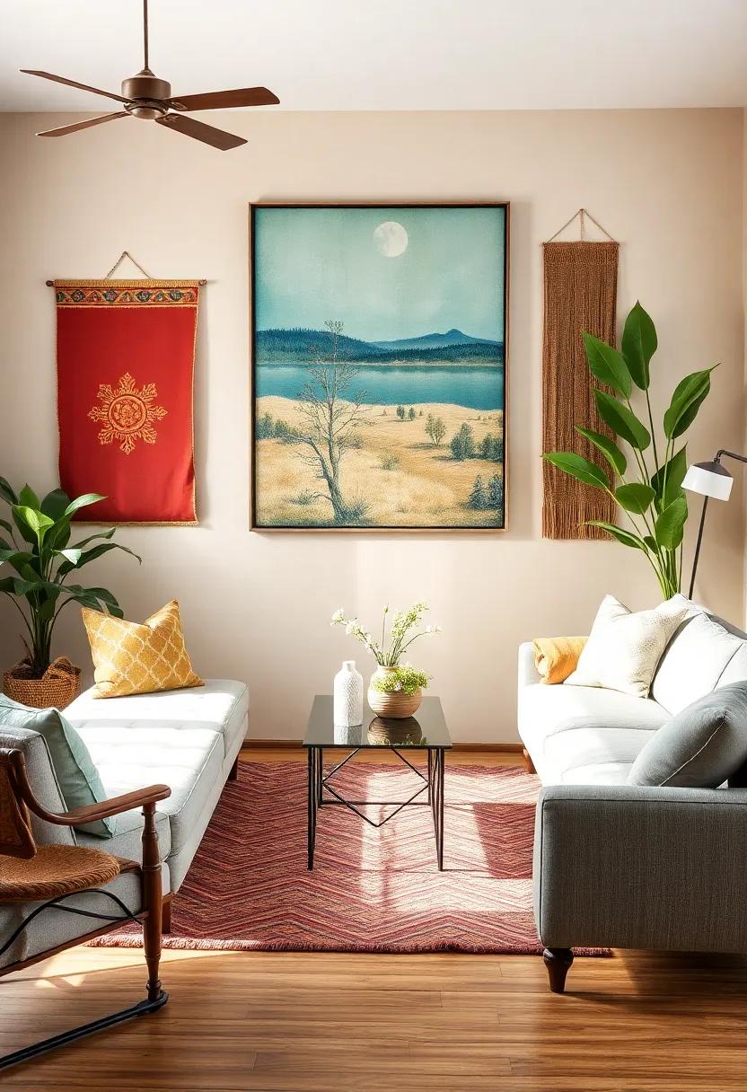 Creating Focal Points with Statement Vintage Art and wall Hangings