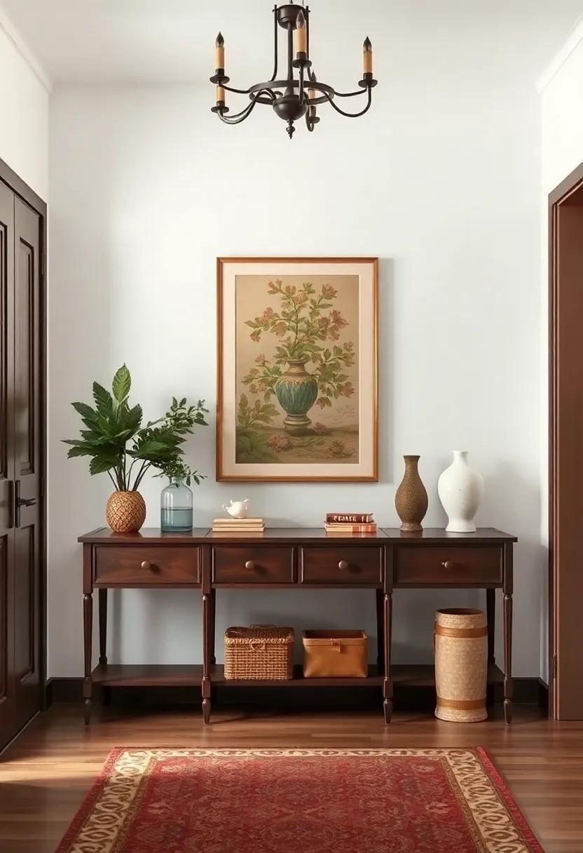 Artful Arrangements: Showcasing Vintage Artwork in the Entryway
