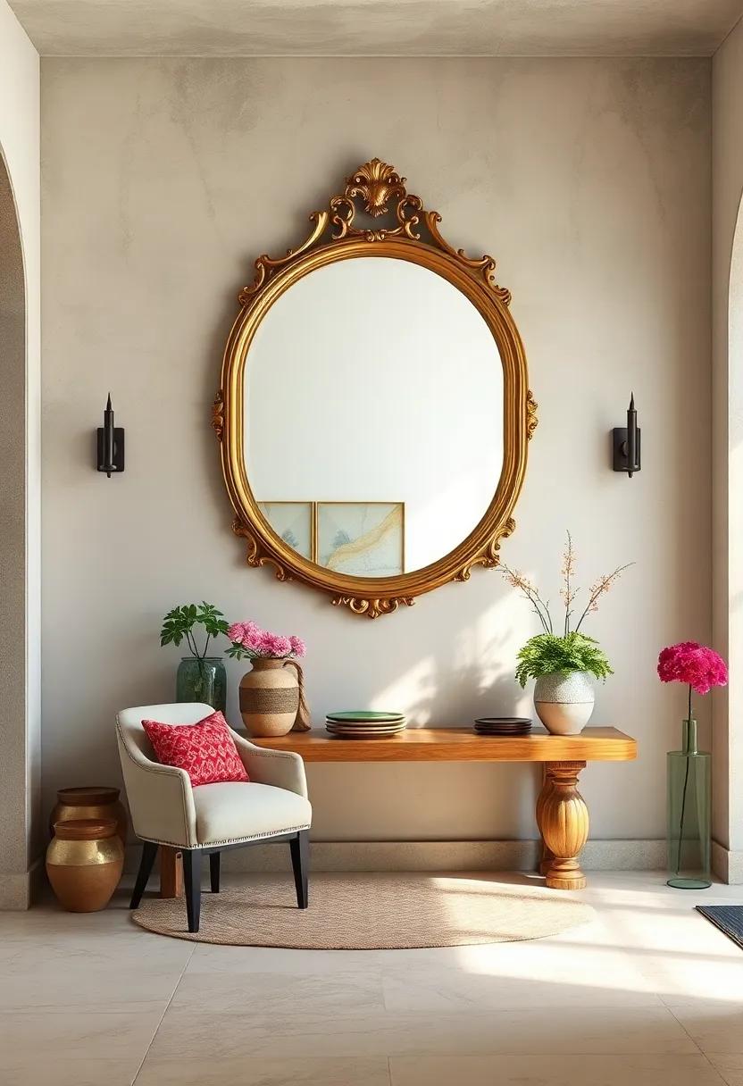 Ornate Mirrors: Hang an oversized, ‌ornate mirror to ‌create an illusion of space and enhance the vintage character of your entryway
