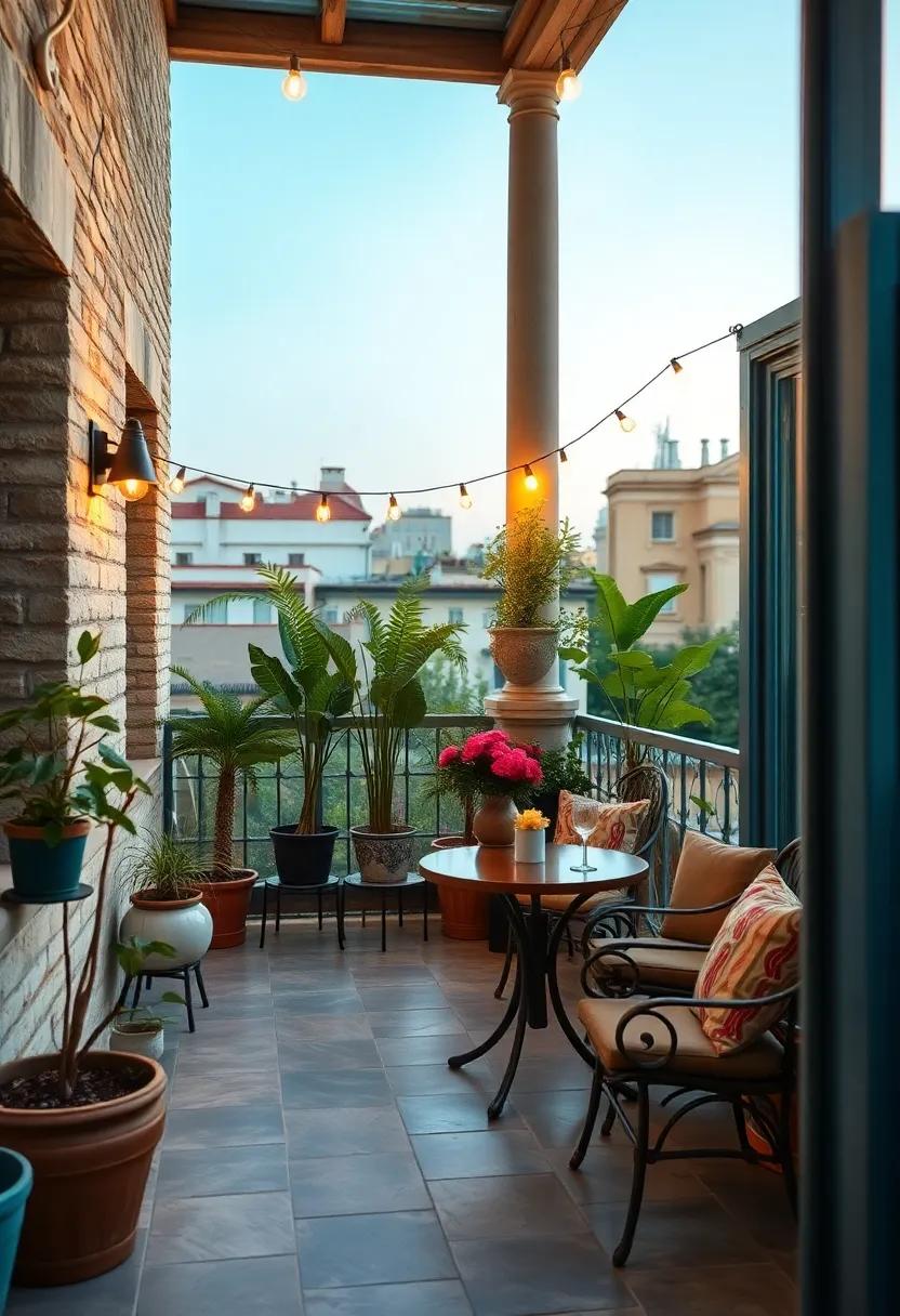 Enchanting‌ Balconies Adorned with Vintage bistro ‍Tables and Twinkling lights