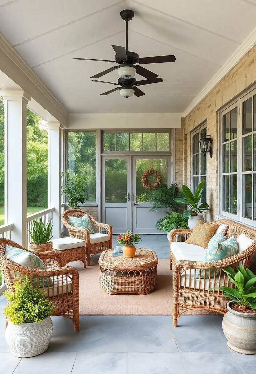 Classic Rattan: Utilize rattan furniture for a timeless look that blends comfort and style,inviting casual lounging and conversation