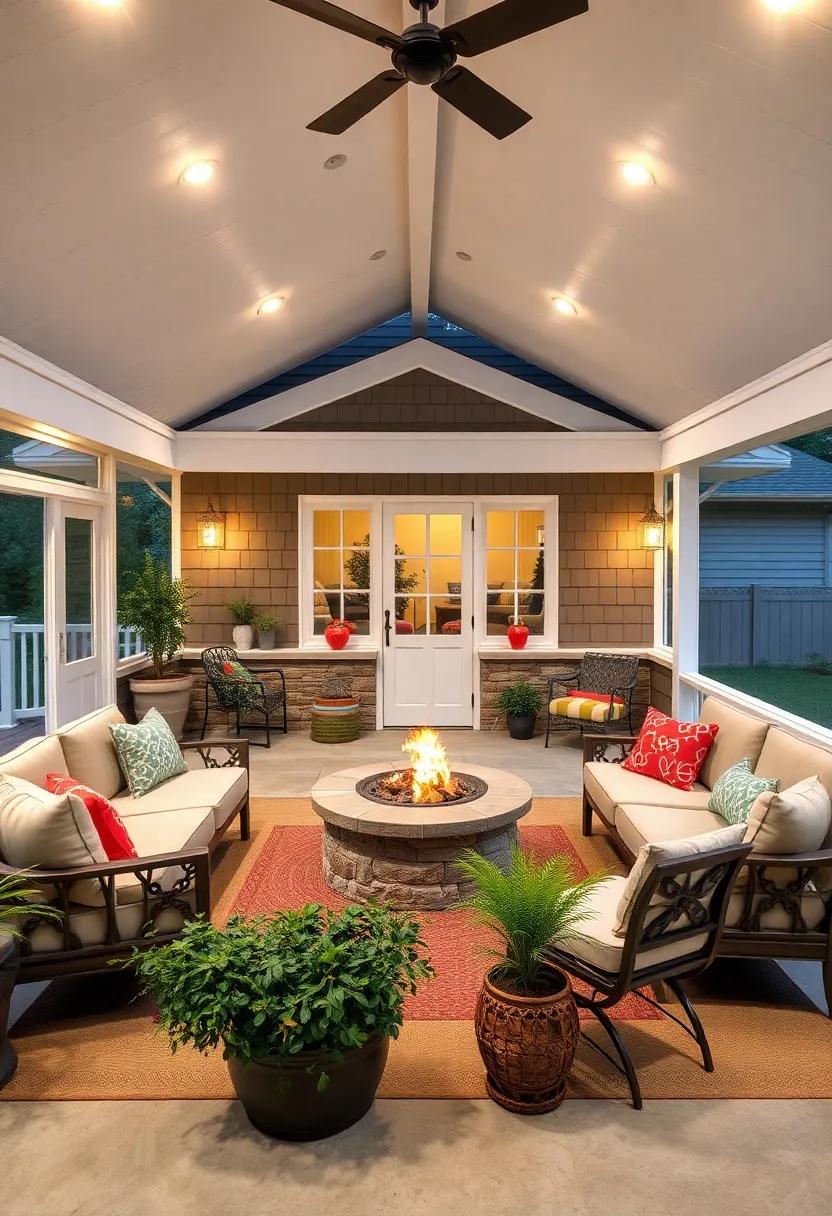 Cozy Fire pit Area: Integrate a small fire pit surrounded by vintage-inspired seating options to enjoy warm evenings under the stars