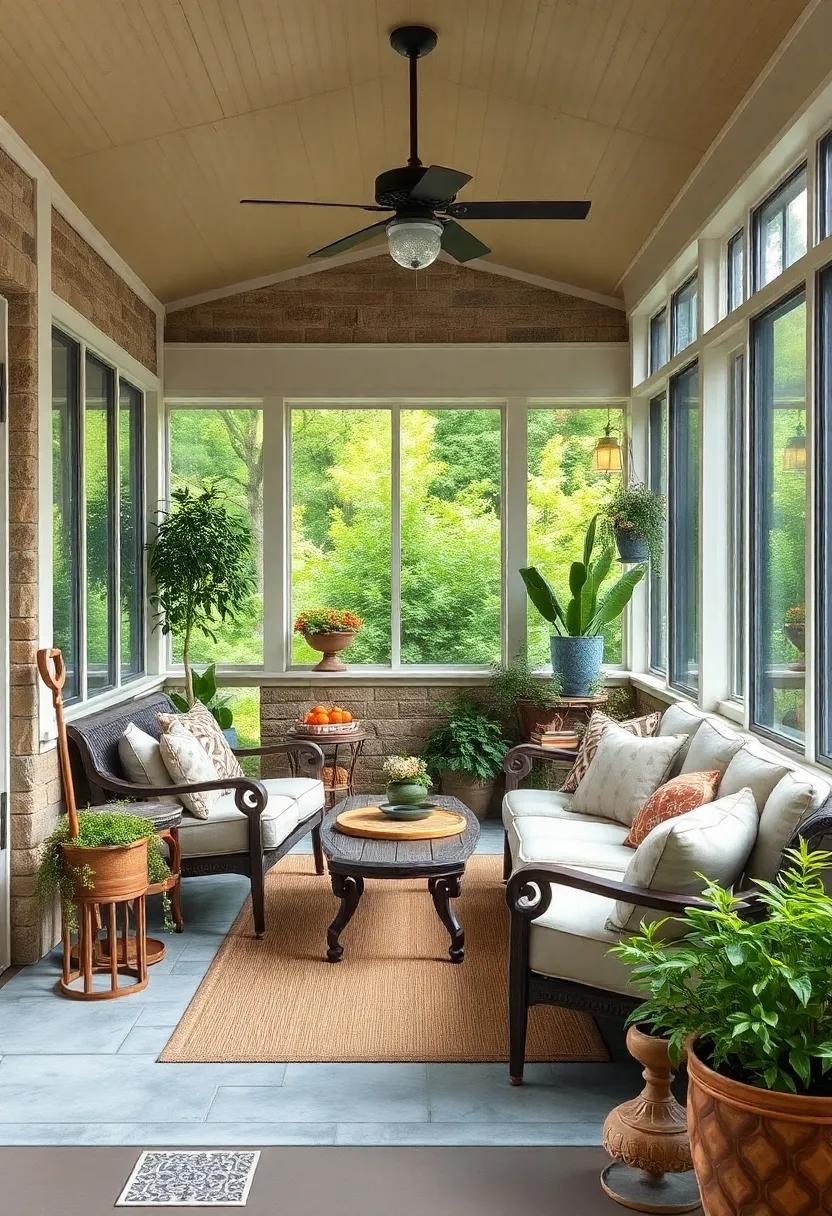 Vintage Lighting: Incorporate antique light fixtures or string lights to create a warm ambiance for evening relaxation or entertaining guests