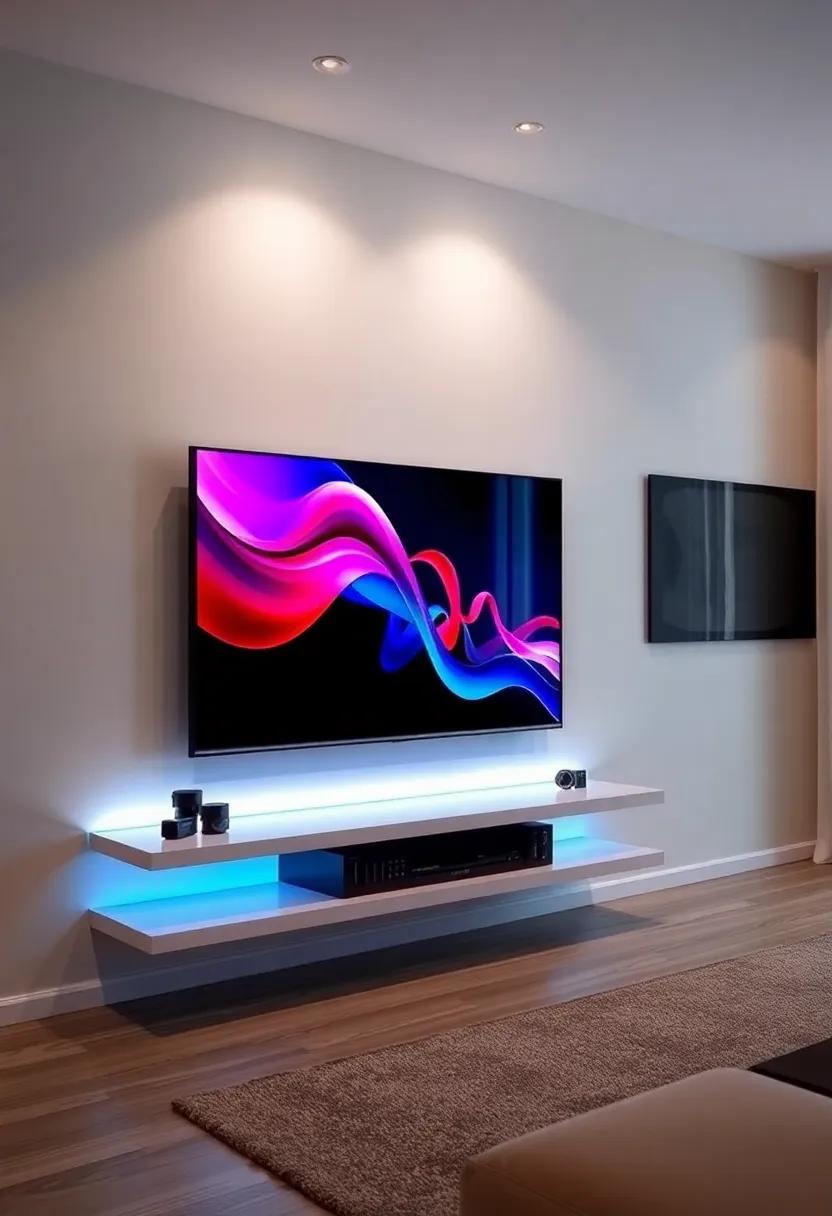 Beyond the TV: Add LED strip lighting under the⁣ floating stand for a touch of modernity and mood,⁣ enhancing ⁣the⁤ visual ​experience when ⁣watching your favorite shows