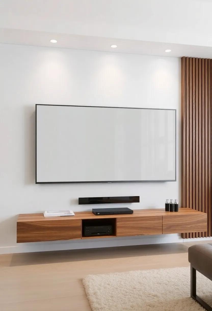 Textured Mixing: Combine⁣ different materials such​ as glass, wood, and ‍metal in your floating ​TV ⁣stand design ‍to create a striking visual interest