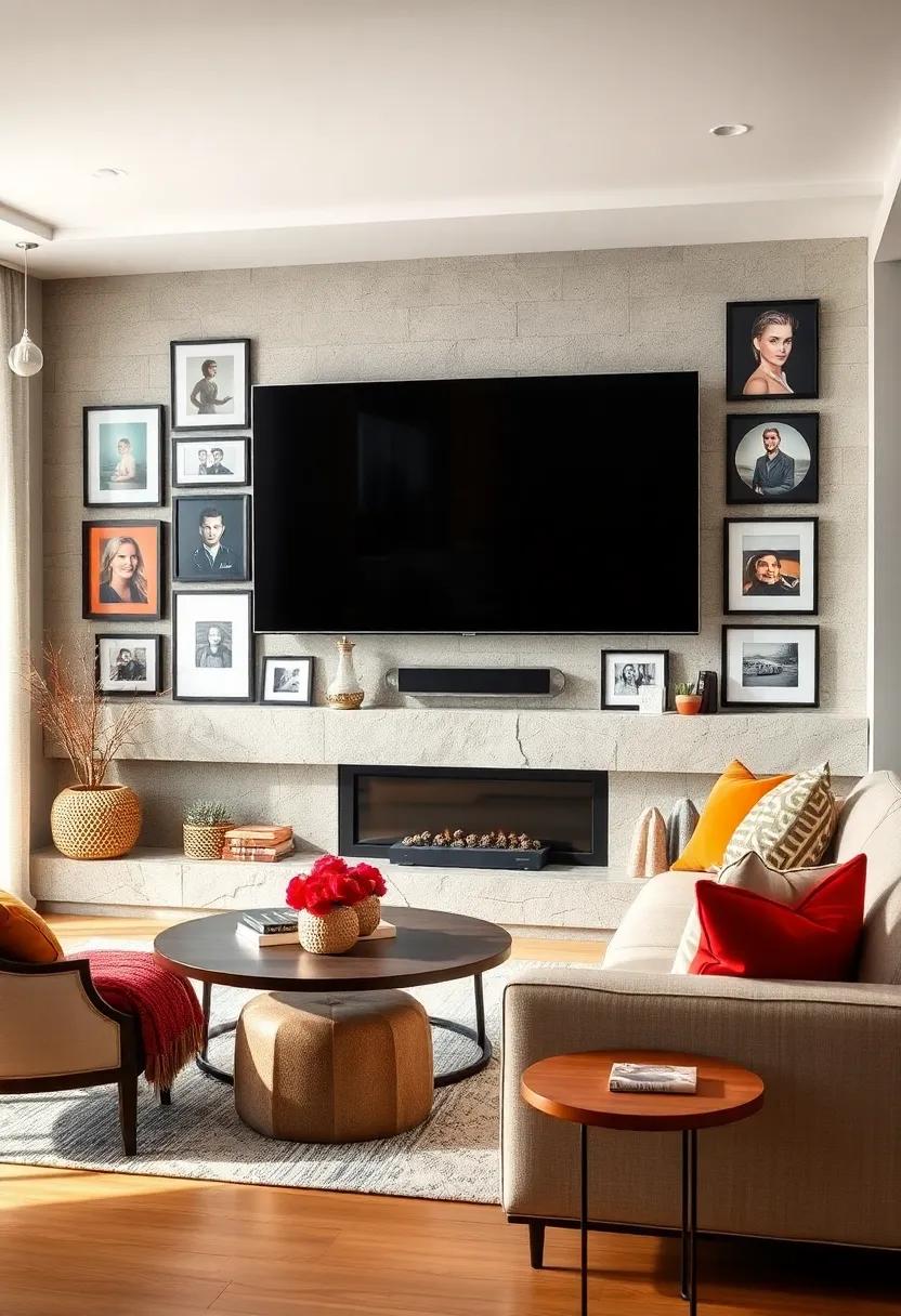 Create a⁤ Gallery Wall: ⁤Surround your TV with an eclectic mix of artwork ‌and family photos to create⁣ a ‍captivating ‍focal point that tells your story