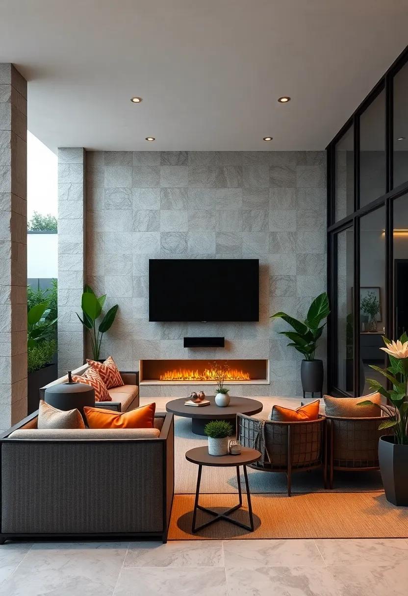 Create an Outdoor Viewing Area: Use a weather-resistant TV and surround it with comfortable seating, ⁣lighting, and greenery for ​a stylish alfresco experience