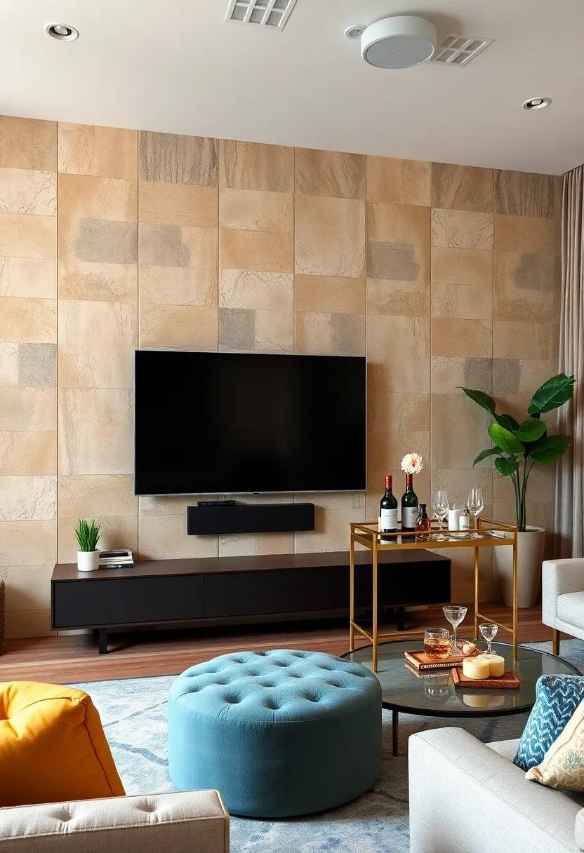 incorporate ‌a Bar Cart: Elevate‍ your space with​ a stylish​ bar cart nearby, perfect for entertaining while binge-watching ‌your favorite shows