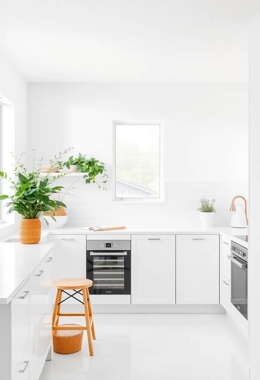 The Impact of Greenery: Bringing Life to an All-White Kitchen