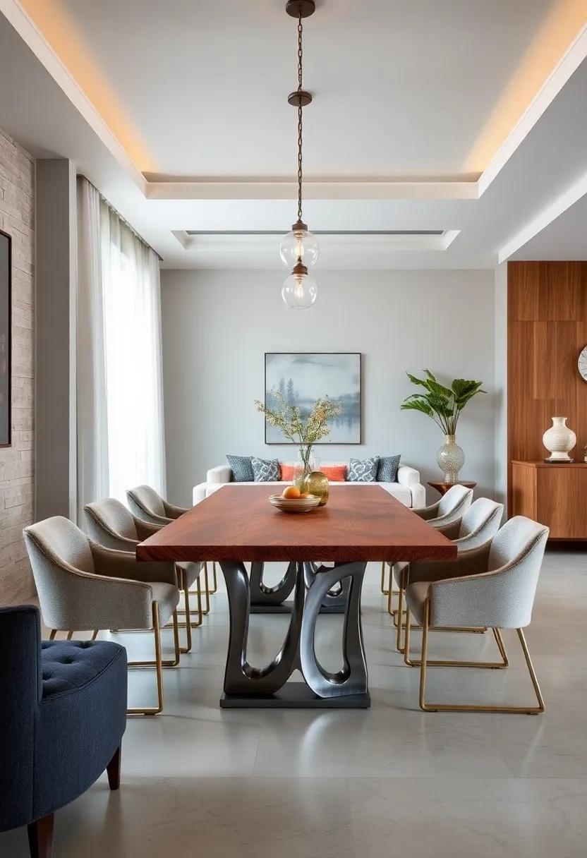 Artistic expression: A uniquely designed wood table with abstract⁢ metal bases can become a conversation starter in your dining area