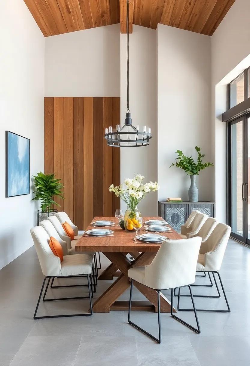 Coastal Vibes:​ Weathered wood paired with airy metal elements creates a refreshing coastal feel that’s perfect for casual dining gatherings
