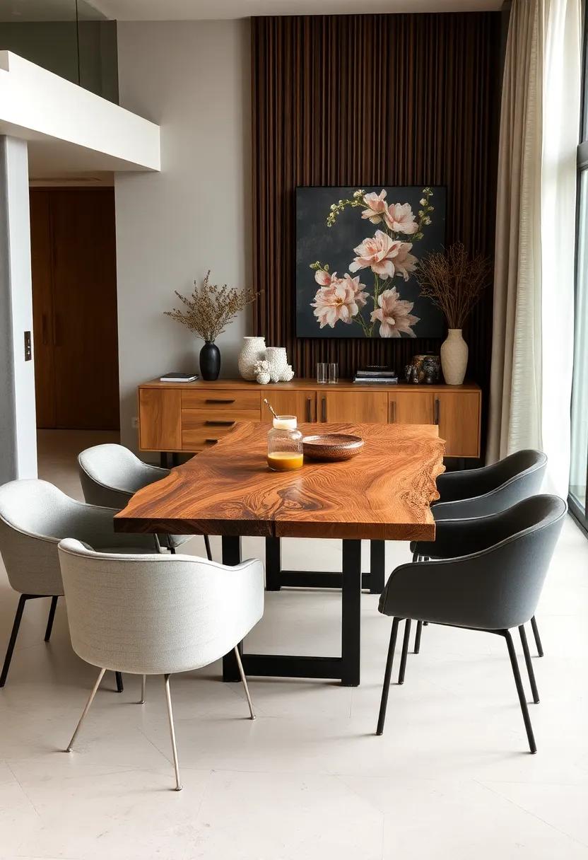 Nature-Inspired: ⁤A live edge wood table⁣ combined⁣ with black⁢ metal bases highlights organic beauty, making it a centerpiece of natural ​aesthetics