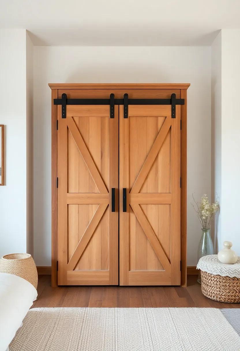 Farmhouse favorites: A spacious wardrobe with sliding barn doors and a distressed finish adds a warm, inviting feel synonymous with country living