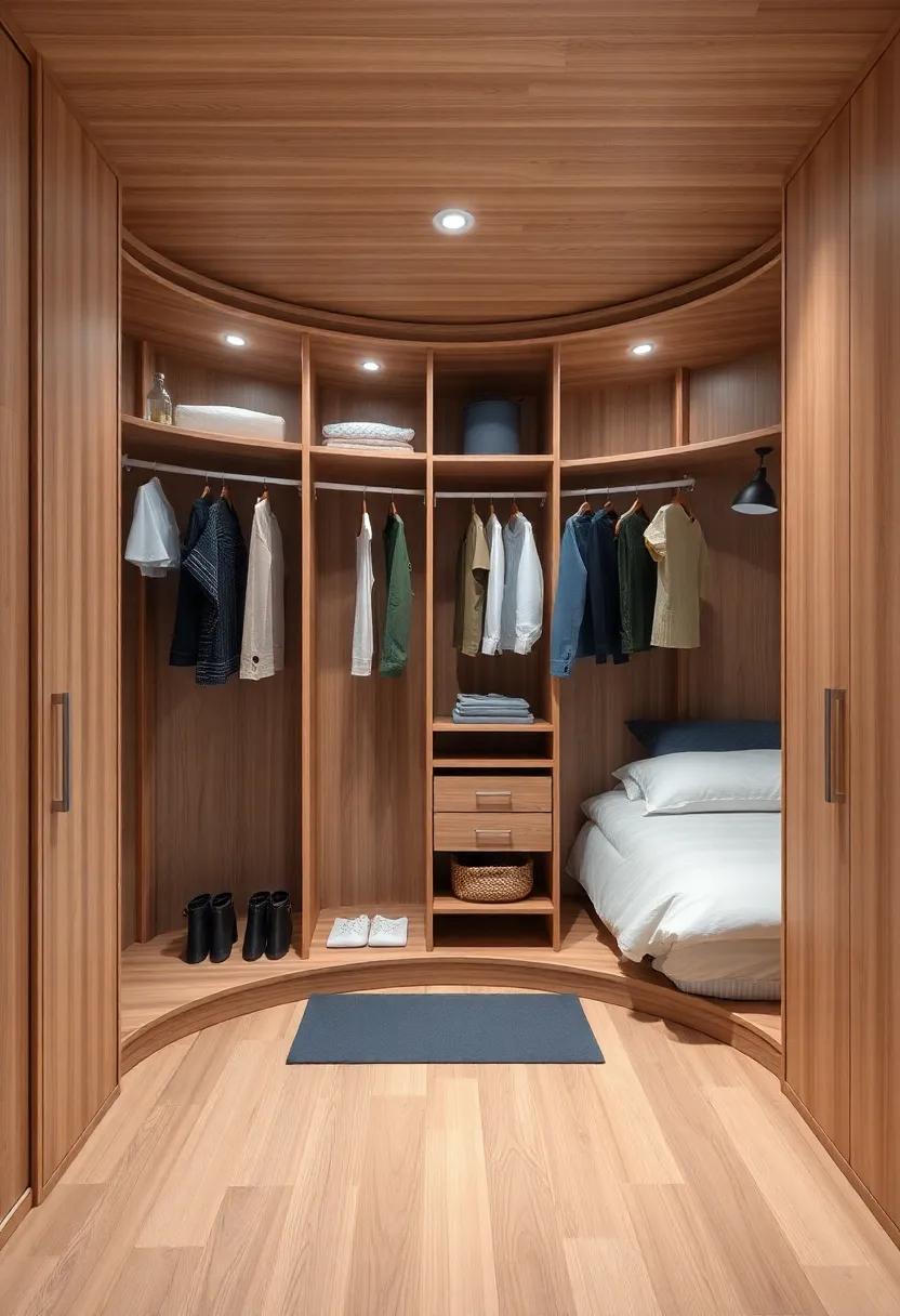 Rotating Charm: A revolving wardrobe design allows for easy access to all your clothing while adding a unique twist to conventional storage