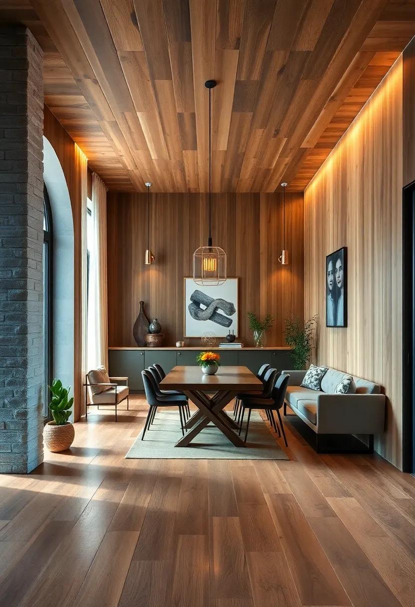 Artsy Accents: Engage your walls and ceilings with wood paneling that mirrors your floor to create continuity and charm