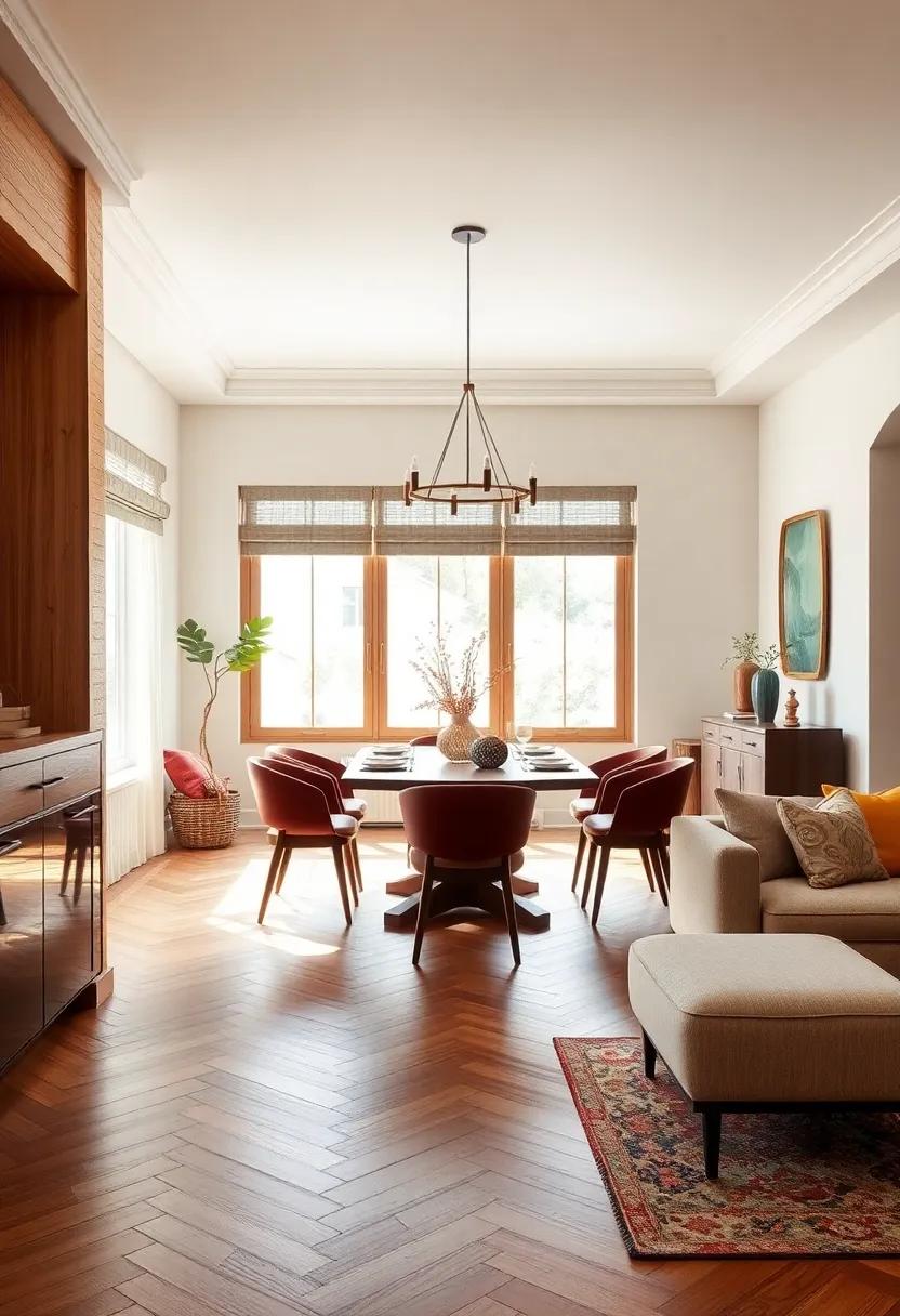 Herringbone Harmony: Incorporating herringbone patterns adds an artistic flair and timeless elegance to your dining space