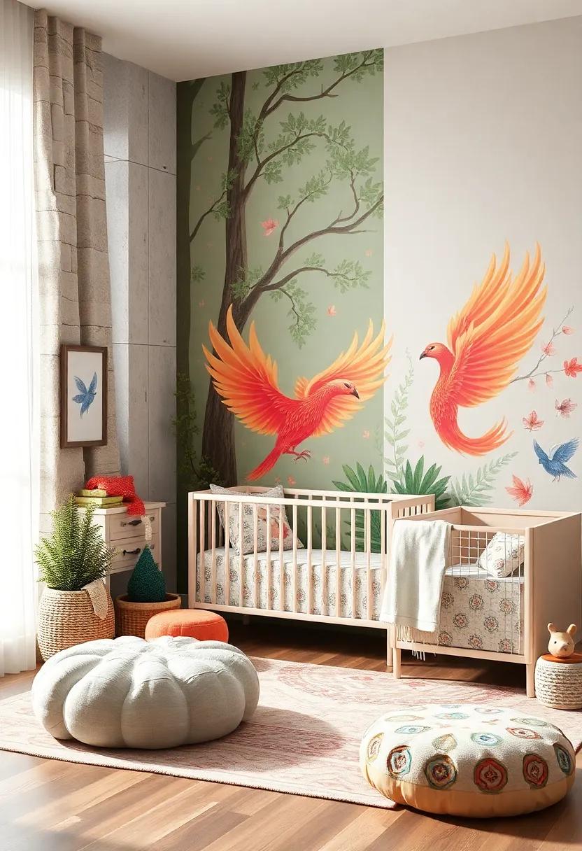 Brave Phoenixes: Feature stunning phoenix motifs to symbolize renewal and strength, inspiring your baby girl to rise and shine