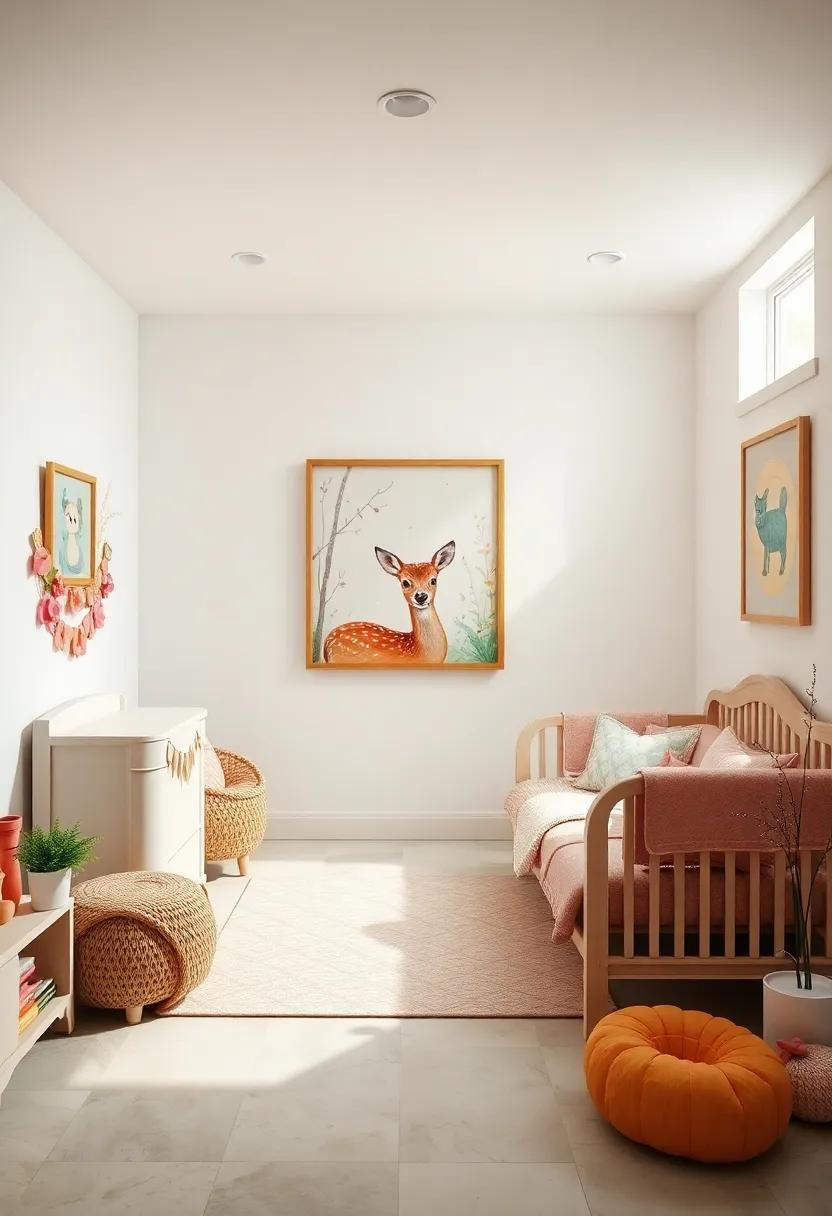Dreamy Fawns: Feature fawn art that evokes a sense of wonder,promoting feelings of love and protection in your little one’s space