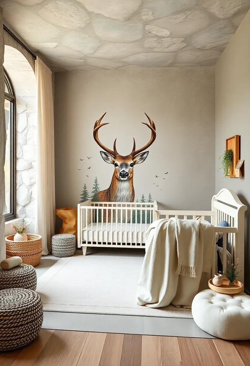 graceful Deer: Decorate with serene deer imagery, symbolizing gentleness and tranquility, creating a calming atmosphere for sweet dreams