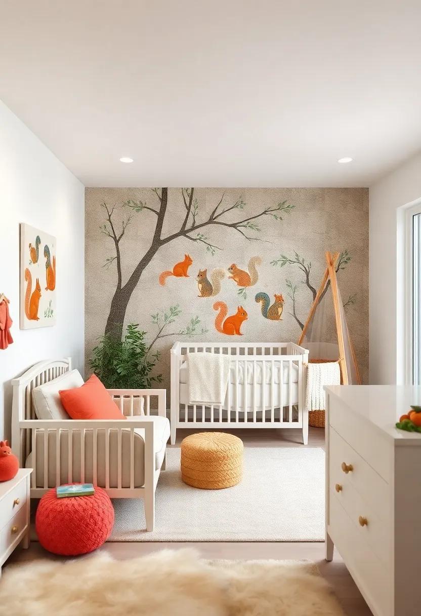 Mischievous Squirrels: Include vibrant squirrel motifs that add a fun touch, reminding little ones to explore the beauty of nature