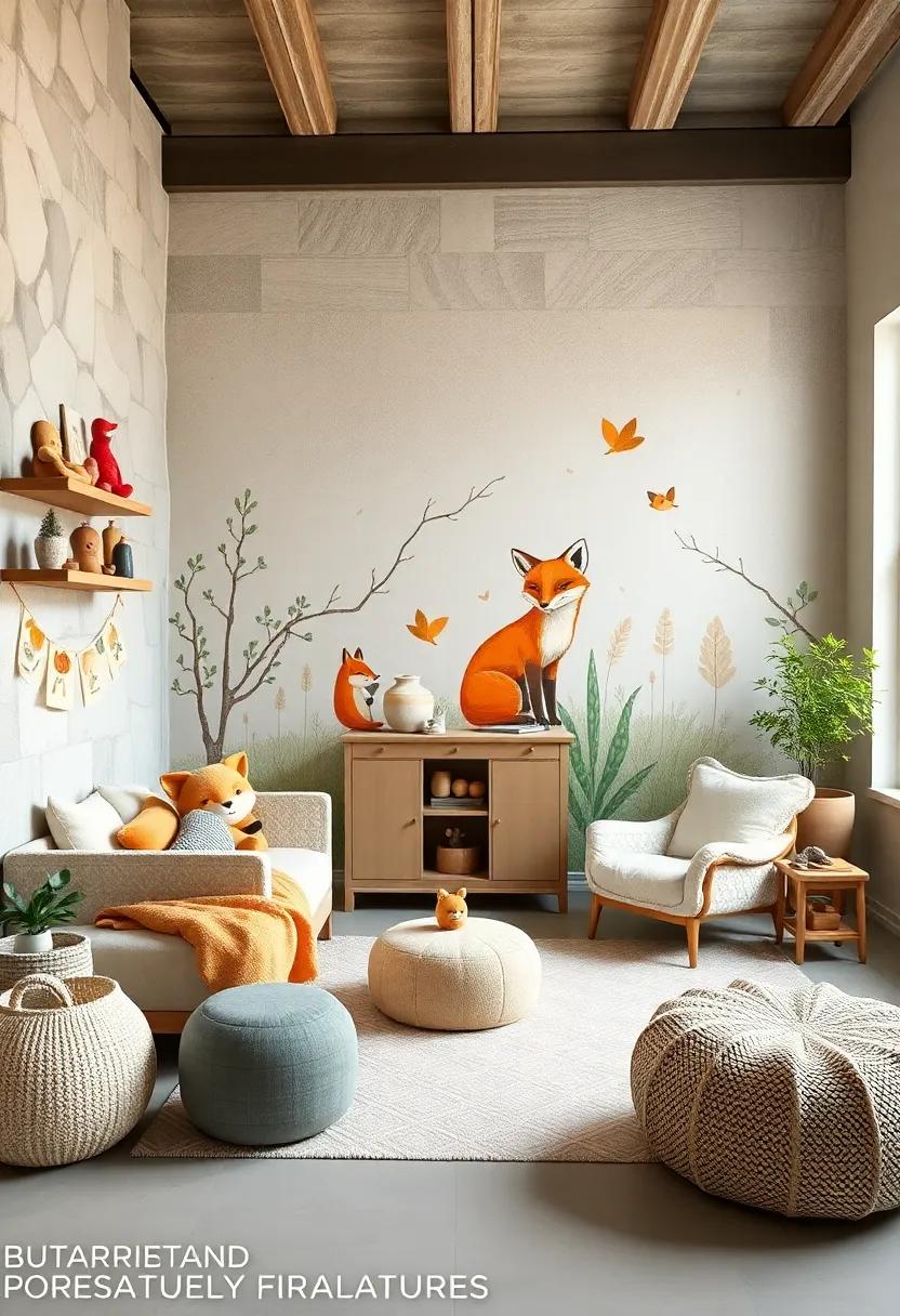 Whimsical Foxes: Adorn the walls with charming fox illustrations, embodying curiosity and playfulness, perfect for sparking imagination