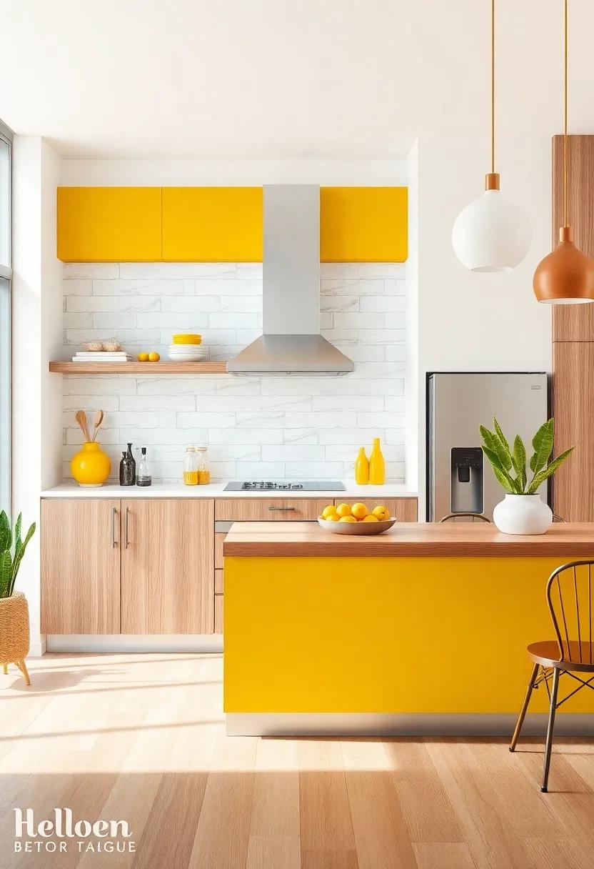 Layering Textures: Mixing Yellow with Wood, Metal, and Glass Elements