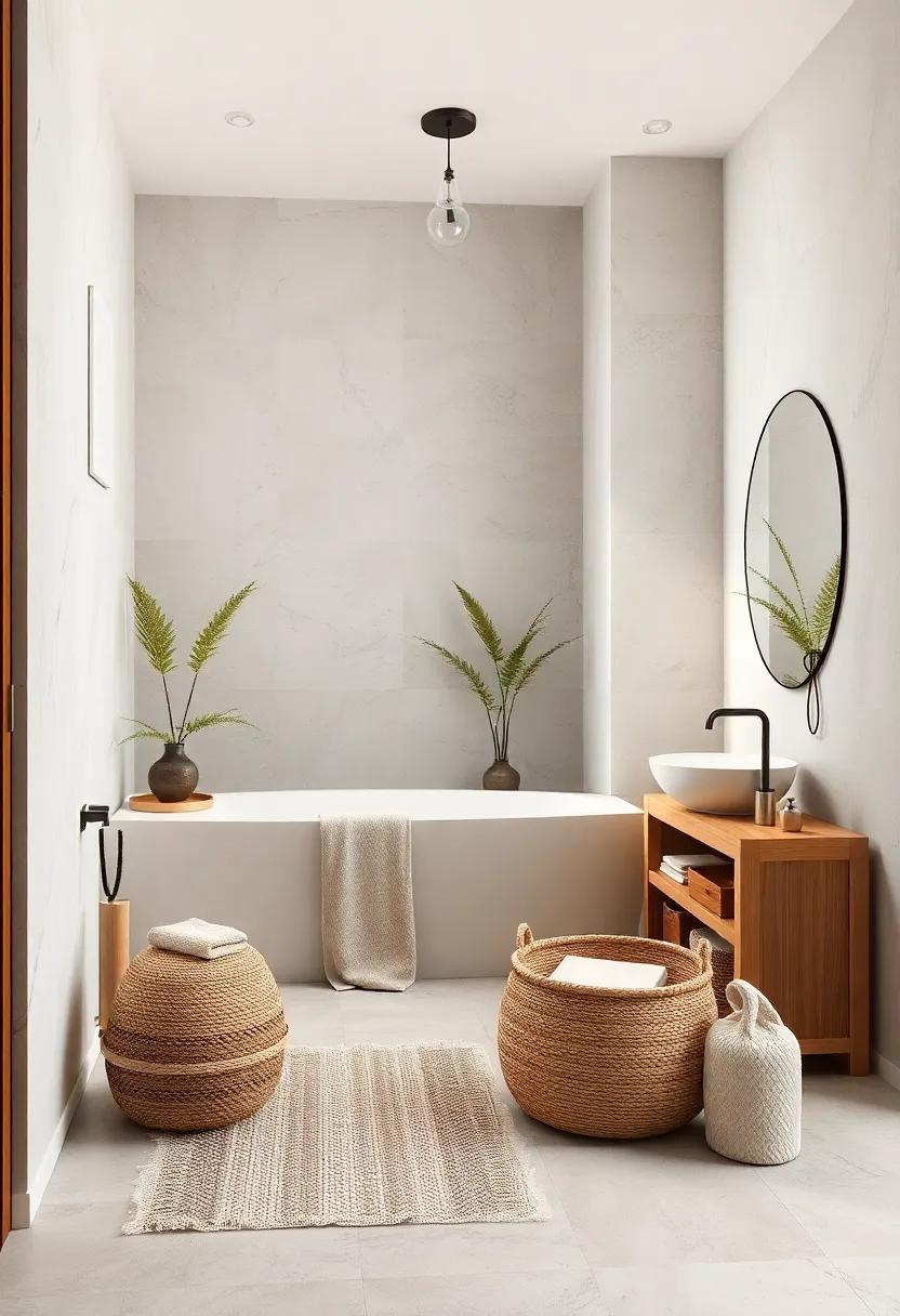 Functional Storage: Utilize clean-lined baskets or natural wood storage options to keep the space organized and visually tranquil